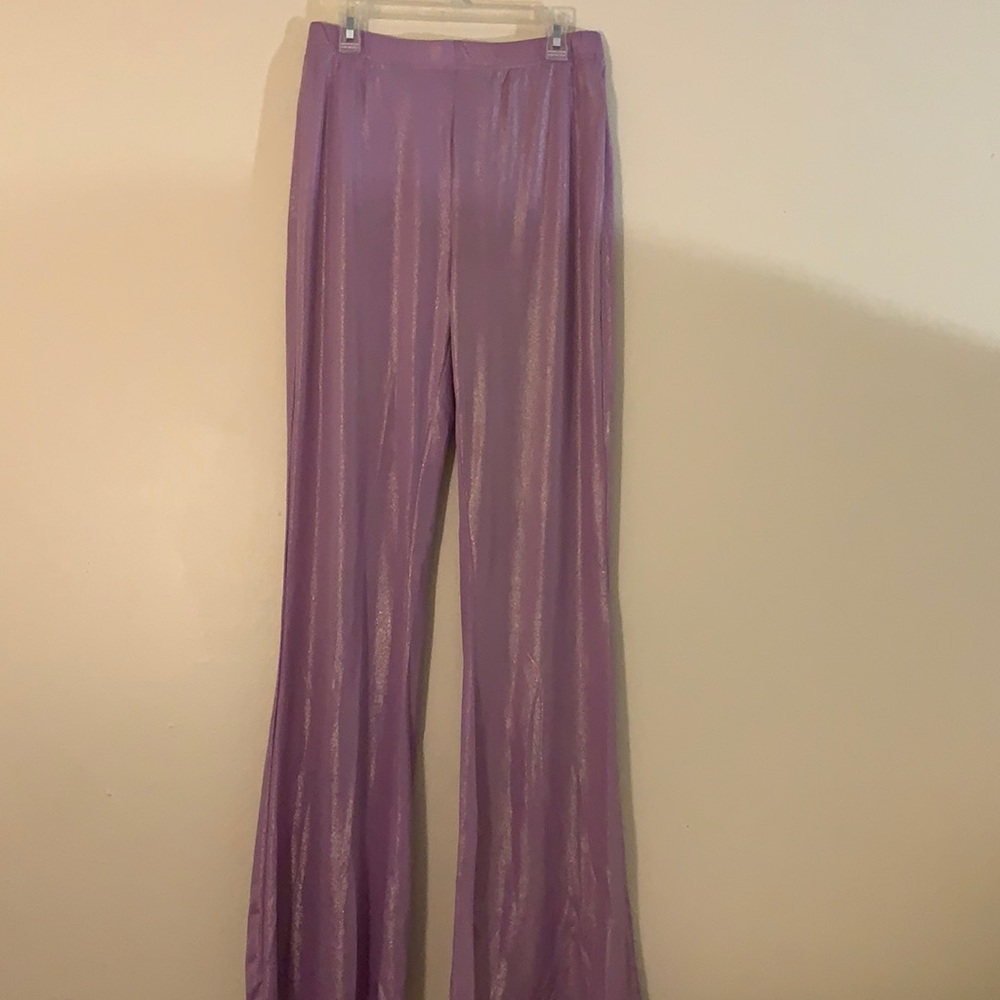 Sparkly flare purple pants